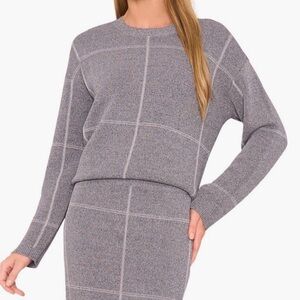 Halogen Windowpane Grid Check Crewneck Sweater
